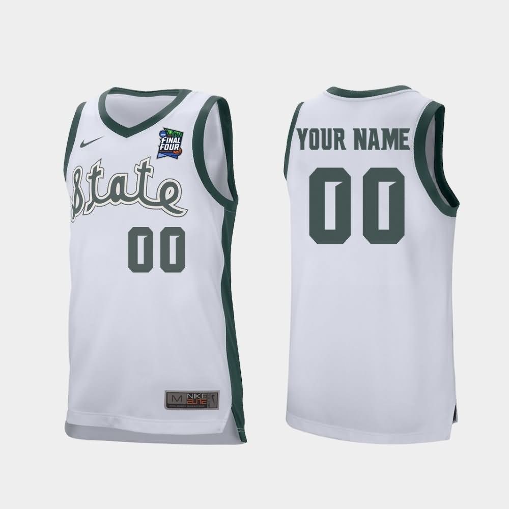 Men's Michigan State Spartans #00 Custom NCAA Nike Authentic White 2019 Final-Four Retro Performance College Stitched Basketball Jersey CZ41O41NR